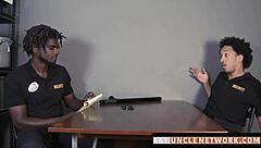 yo, you see this muscle security officer bareback drill a guy after a hot bj?