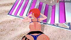 Gwen Tennyson in Bikini Fucked on Public Beach