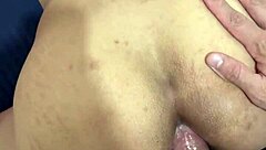 My friend slams my ass hard, pain mixes with hot cum inside.