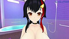 Intense emotional sex between Houshou Marine and Ookami Mio.