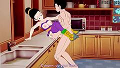 Chichi atascada en la cocina, ¿quieres ver la peli completa de fantasía Dragon Ball Z ex 3?