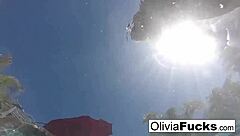 Olivia dominates summer fun with big tits in the pool for wild action!