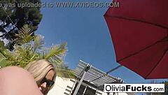 Olivia dominates summer fun with big tits in the pool for wild action!