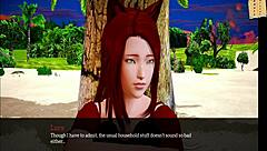 redhead girl shows small tits in cartoon