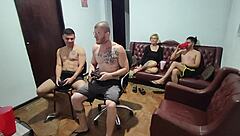 It was just a video game, but everyone ended up fucking in the bisexual bareback party.