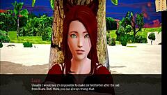 redhead girl shows small tits in cartoon