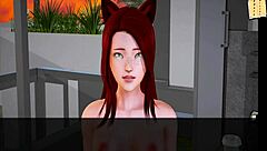 redhead girl shows small tits in cartoon