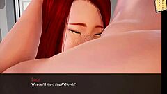redhead girl shows small tits in cartoon