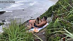 man fucks hot blonde on the beach