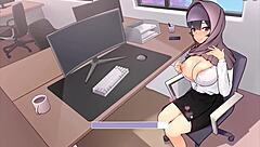 my boss teasin me with massive tits in hentai game