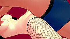 Hot girlfriend in fishnets and mask ready to fuck before bed