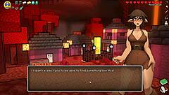 Teen witch in cute outfit tests potion for giant cock growth in Hornycraft hentai parody.