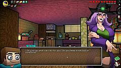 Teen witch in cute outfit tests potion for giant cock growth in Hornycraft hentai parody.