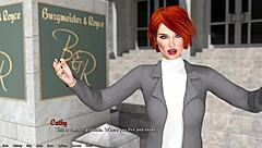Helping the hot redhead president in 3D cartoon game Being a Dik 06