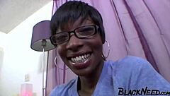 Ebony amateur gags on white cock in rough interracial deepthroat