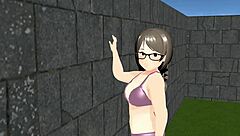 in this animation, a plump asian girl plays tennis, showing off her tits.