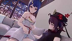 Hu Tao in steamy lesbian anime action, wanna watch with me? 😍