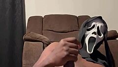 He’s alone, stroking that monster cock in a homemade clip. What’s your favorite scary movie to watch?