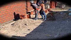 Caught on cam, sexy Nataly at construction site.