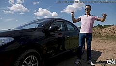 Naked men wash cars before gay jerk session with huge cumshot