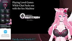 horny catgirl kanakovt teased with vibe, cums hard on sex machine