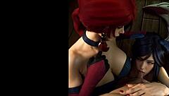 uh, league of legends miss fortune n ahri cosplay in uncensored hentai, ai made stuff