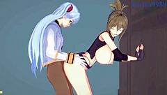 Nine, Chitose Kisaragi, Ruri Hoshino in Wild Lesbian and Futanari Action!