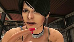 Cristina, bend over for the two mechanics in the workshop.