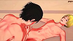 Eren pounds Armin hard after the time skip in Titan hentai