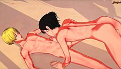 Eren pounds Armin hard after the time skip in Titan hentai