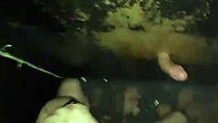 In the DARK ROOM, three thirsty males engage in HOT SEX with cum