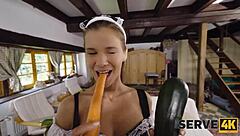 yo, caught this hot european maid serving more than room service 😉