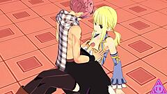 フェアリーテイルヘンタイ無修正でルーシィとナツの激フェラ手コキ射精