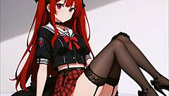 Wanna watch this sexy redhead anime girl get wild?