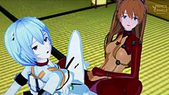 Asuka and Rei synchronize tight pussies