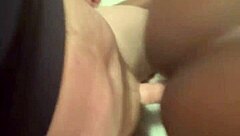 In the bedroom, the amateur ebony girl next door bends over for sucking and fucking her neighbors