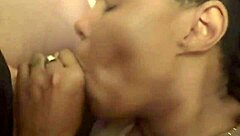 In the bedroom, the amateur ebony girl next door bends over for sucking and fucking her neighbors