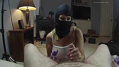 Why Is She Wearing A Mask For This Handjob?