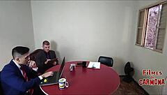 milf maid tests sofa with wild company crew