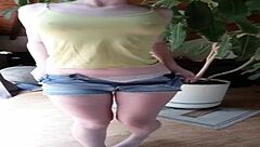 The fit girl says, 'Look at my round ass in these panties'