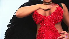 Take it all, bimbo! Huge fake breasts bounce as brunette gets pounded in armchair