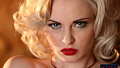 Blonde MILF Carissa White Hot Posing in Lingerie Showing Natural Tits and Shaved Pussy