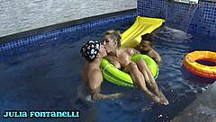 pool party got wild with two naughty brazilian sluts, man