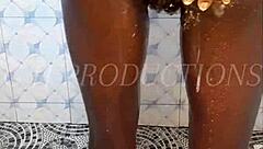 Skinny teen slut got slammed hard in shower doggy style