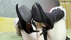 hey, goth wednesday addams gives shoejob then sucks me off to orgasm