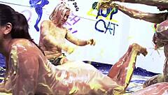 Sapphic Threesome Party! Valery Summer and Kerry Louise Tongue Pussy in Kinky Action!