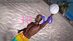 Topless Beach Ball with Petite Redhead Beauty