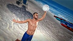 Topless Beach Ball with Petite Redhead Beauty