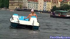 public nude eurobabe rides waterbike with wild fetish energy.