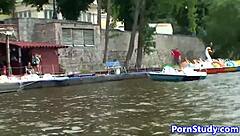 public nude eurobabe rides waterbike with wild fetish energy.